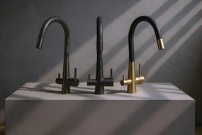 Laveo Riveco, vysoká drezová batéria s flexibilným výtokom a filtrom na pitnú vodu, čierna matná-brúsená oceľ, LAV-BRIB768D