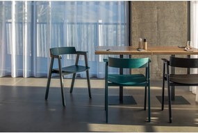 Jedálenská stolička s podrúčkami z dubového dreva v petrolejovej farbe Flip – Gazzda