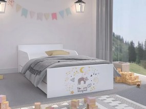 DomTextilu Kúzelná detská posteľ 160 x 80 cm so spiacou mačkou a súhvezdiami  Biela 46731