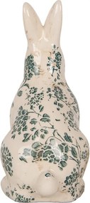 Keramická dekorácia králik so zelenými kvetmi Tien French M - 13*10*21 cm