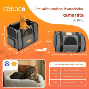 InternetovaZahrada Prenosná taška pre mačky 44x34x31 cm - sivá