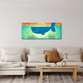 Obraz - Veselá veľryba v mori (120x50 cm)