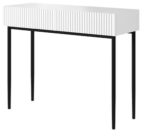 Moderný písací stôl Nicole - biely mat / čierne nožičky