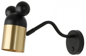 Čierne/v zlatej farbe detské nástenné svietidlo s kovovým tienidlom Mouse – GTV