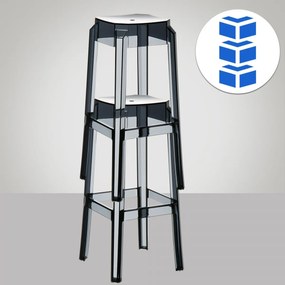 Plastová barová stolička FOX (SET 2 ks) - Čierna transparent