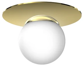 Stropné svietidlo Plato, 1x biele sklenené tienidlo, (fi 14cm), g