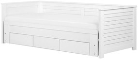 Drevená rozkladacia posteľ s úložným priestorom 90/180x200 cm biela CAHORS Beliani
