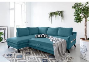 Tyrkysovomodrá rozkladacia rohová pohovka Miuform Charming Charlie L, ľavý roh