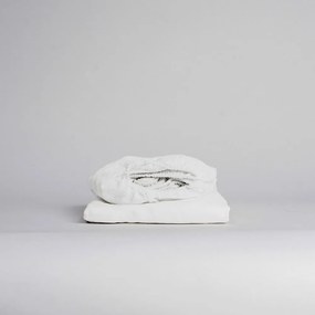 Biela napínacia plachta s prímesou ľanu 180x200 cm – Linen Tales