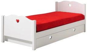 Biela detská posteľ z borovicového dreva s výsuvným lôžkom s úložným priestorom 90x200 cm AMORI – Vipack