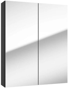 KIELLE Vega závesná zrkadlová skrinka, 2 dvierka, 600 x 154 x 730 mm, matná čierna, 50118604