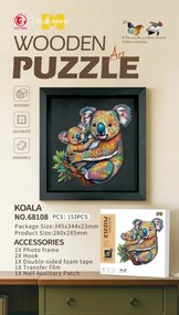 Drevené puzzle Koala s rámikom - 153 dielikov