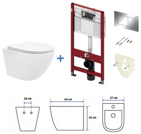 Tece Carlo, sada závesné WC Rea Carlo 49x37 cm + inštalačný modul pod omietku Tece, TEC-9400412-REA-C2760