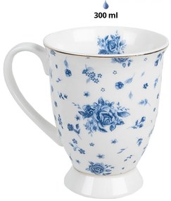 Hrnček s modrými ružičkami Blue Rose Blooming - 12*8*10 cm / 300 ml