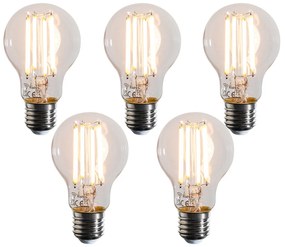 Sada 5 inteligentných LED žiaroviek E27 A60 čírych, stmievateľných (1800-3000K), 7W 806 lm