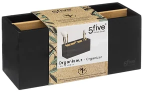 Kozmetický organizér Natureo 4, čierna/s drevenými prvkami