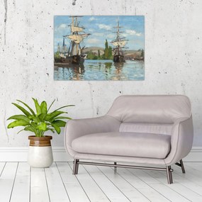 Obraz - Claude Monet, Ships Riding on the Seine at Rouen, reprodukcia (70x50 cm)