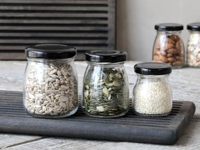 Set 3ks sklenená dóza s čiernym viečkom - Ø 6*8 / Ø5*7/ Ø4*6 cm