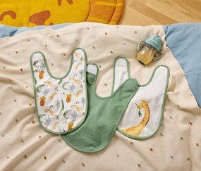 Detské bavlnené podbradníky so zvieracími motívmi, 3 ks
