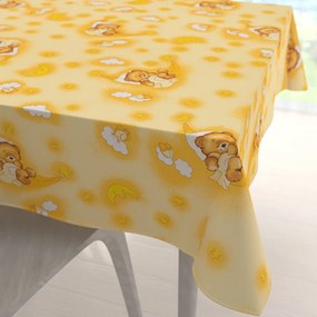 Biante Detský bavlnený štvorcový obrus Sandra SA-727 Spiace medvedíky na žltooranžovom 70x70 cm