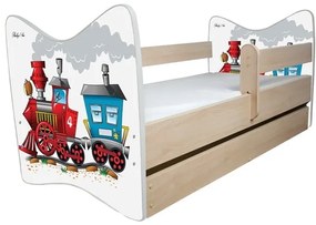 Detská posteľ " Vláčik " deluxe, Rozmer 140x70 cm, Farba dub jasný, Matrace bez matraca