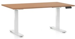 Výškovo nastaviteľný stôl OfficeTech C, 140 x 80 cm, biela podnož, buk