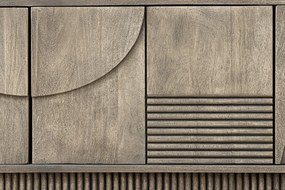 ART DECO tv komoda 200 cm 3D mangové drevo, dymová sivá