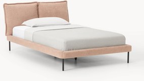 Plyšová buklé čalúnená posteľ Amelia