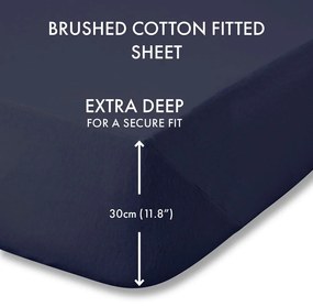 Tmavomodrá napínacia flanelová plachta 150x200 cm Brushed – Catherine Lansfield