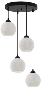 Závesné svietidlo Riffle Round, 4x biele sklenené tienidlo, b, o