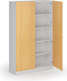 Kovová spisová skriňa s drevenými dverami, demontovaná, 1950 x 1200 x 400 mm, buk