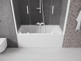 Mexen Velar Duo, 2-krídlová posuvná vaňová zástena 150 x 150 cm, 8mm číre sklo, biely profil, 896-150-000-02-20