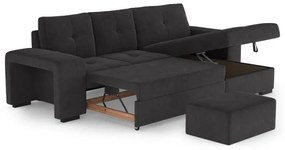 Rozkladacia sedačka s úložným priestorom a taburetom PALERMO čierna pravá