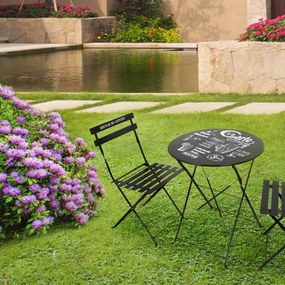 CMP Paris Skladací záhradný set Vintage black, stolík + 2 stoličky