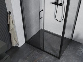 Mexen Apia sprchovací kút s posuvnými dverami 135 (dvere) x 80 (stena) cm, 5mm číre sklo, čierny profil, 840-135-080-70-00