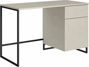 Písací stôl Asha 120 cm so zásuvkou - kašmír / čierna konštrukcia
