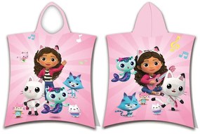 Ružové bavlnené detské pončo veľkosť 3-8 rokov Gabby´s Dollhouse – Jerry Fabrics
