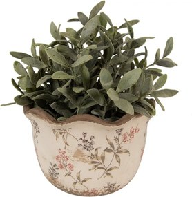Béžový keramický obal na kvetináč s lúčnymi kvetmi Monnia M - Ø 17*11cm
