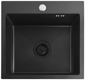 Rea Leo, 1-komorový oceľový drez 400x450x185 mm, čierna, ZLE-06002