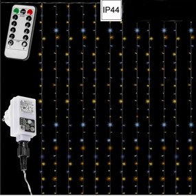 Vianočný záves 600 LED - 3x6 m, teple a studeno biela