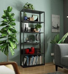 Knižnica Loft s kovovým rámom 80 cm čierna