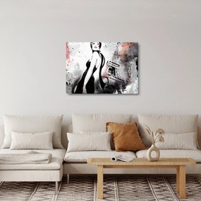 Sklenený obraz - Lady a Eiffelova veža (70x50 cm)