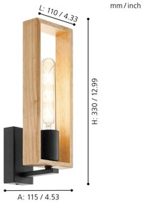 Eglo 44055 - Nástenné svietidlo LITTLETON 1xE27/60W/230V