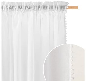 Room99 Záclona na páske MALIA SPIRIT Biela Pompony Veľkosť: 250 x 250 cm