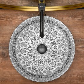 Rea Arte, keramické umývadlo na dosku 40x40 cm, tmavá šedá, REA-U8002