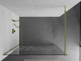 Mexen Kioto sprchová zástena 80x200 cm 8 mm, zlatý profil, biely vzor, 800-080-101-50-85