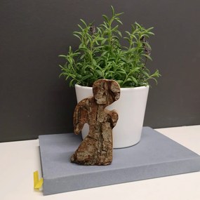 AMADEA Drevený anjel s kôrou, masívne drevo, 11x6x3, 5 cm