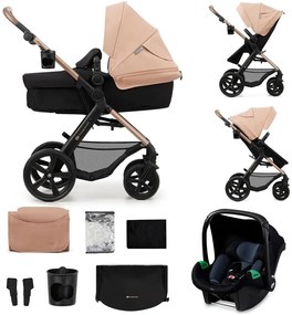 KINDERKRAFT - Kombinovaný kočík 3v1 MOOV 2 Sand beige + autosedačka MINK PRO