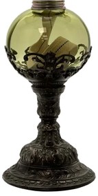 Petrolejová lampa DRAHOMÍRA 50 cm lesná zelená zdobená cínom