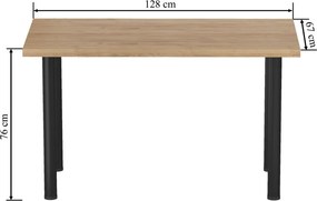 Vintino Jedálenský stôl LUNARO 128 × 67 cm – dub zlatý craft / čierny